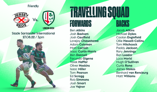 Irish name travelling squad for Jersey trip